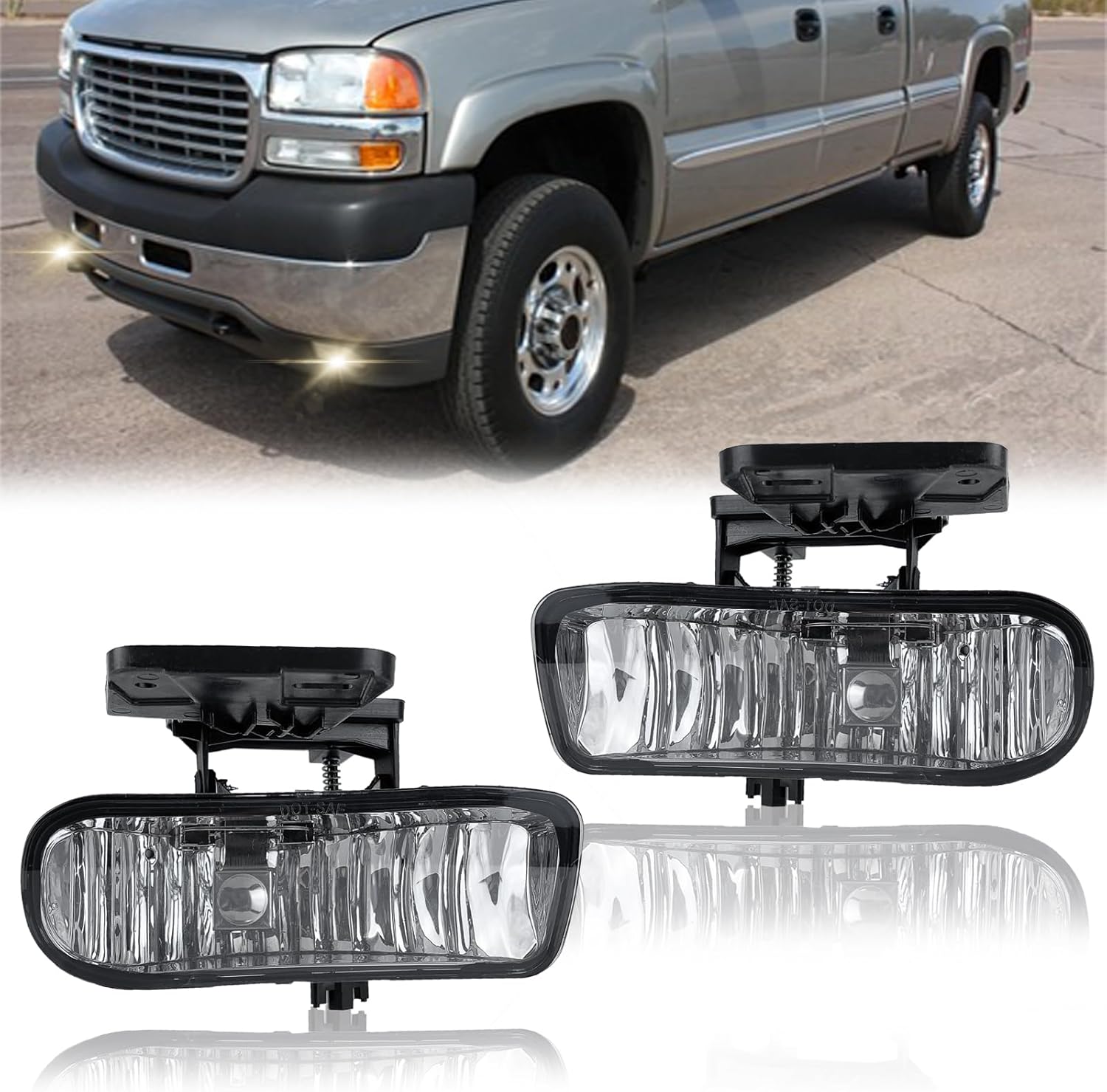 DOT Approved Halogen Fog Lights for 1999-2002 GMC Sierra & 2000-2006 GMC Yukon Plug & Play-1