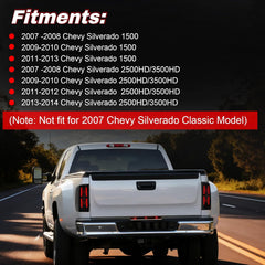 OKSIWA Sequential LED Tail Lights Assemble Fits for 2007-2013 Chevy Silverado 1500& 2007-2014 Chevy Silverado 2500HD/3500HD With Start-Up Animation, Dynamic Turn Signals, Brake Light,Reverse Light-Smoked-3