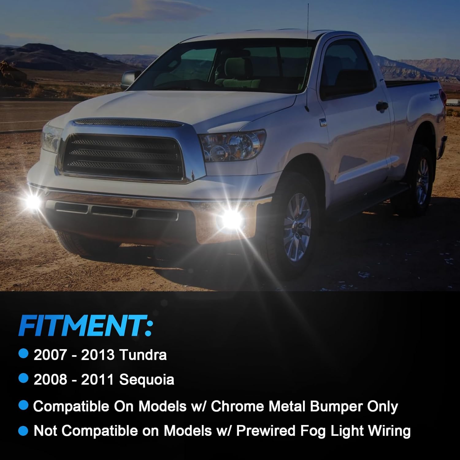 OKSIWA LED Fog Lights for Toyota Tundra 2007-2013, Front Driving Fog Lamps Assembly Replacement Kit, Clear Lens（1 Pair）