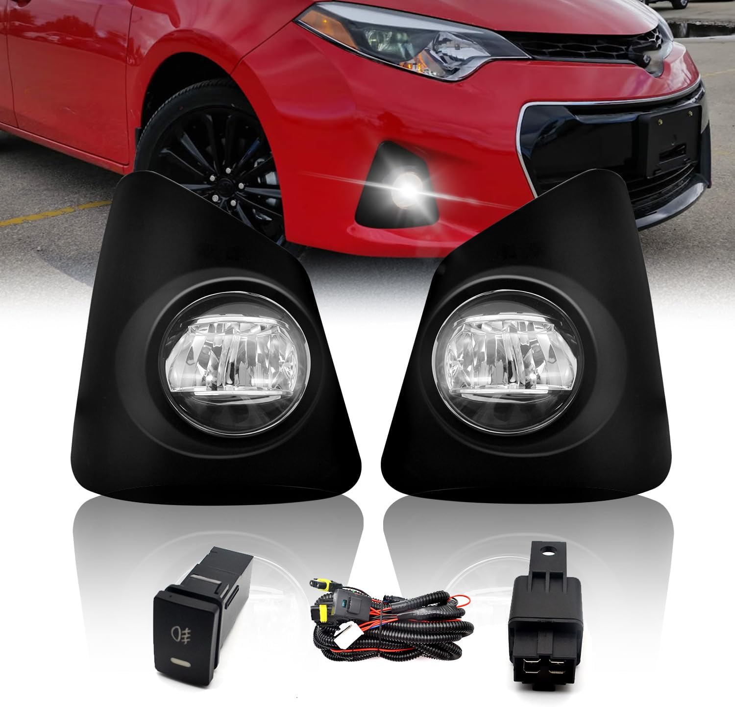OKSIWA LED Fog Lights Compatible With 2014-2016 Toyota Corolla S/SE with Wiring Harness & Switch, Front Bumper Lamp-1