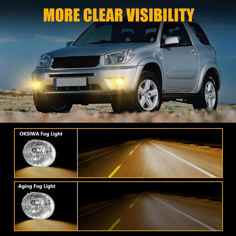 OKSIWA Halogen Fog Lights for 2004-2005 Toyota Rav4,2005-2007 Toyota Avalon,2006-2009 Toyota 4 Runner,2005-2006 Lexus ES330,Front Bumper Fog Lamps with Wiring Harness, Clear Lens-4