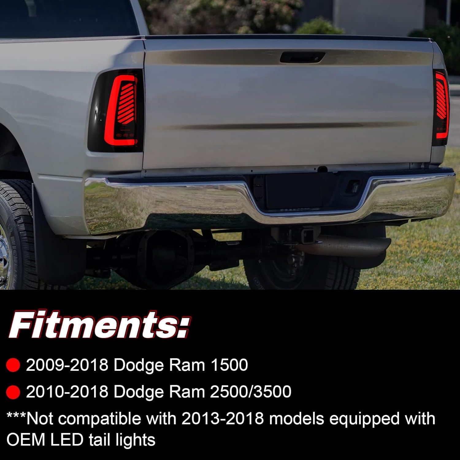 OKSIWA Tail Light Assembly Fit for 2009-2018 Dodge Ram 1500 2500 3500,Starting Animated Rear Light Assembly, Dynamic Turn Signal,Brake Light,Reverse Light Smoked