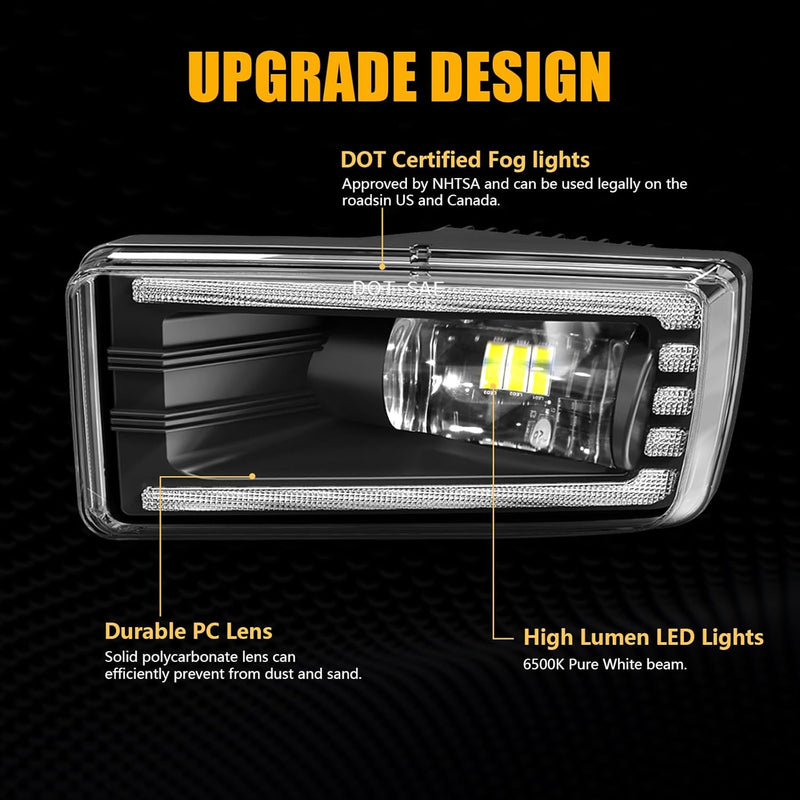 DOT Compliant LED Fog Lights with DRL & Turn Signal for 2007-2015 Chevy Silverado Tahoe Suburban,2007-2013 Avalanche Plug & Play-7