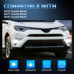 OKSIWA LED Fog Lights for 2016 2017 2018 Toyota RAV4,1 Pair Front Driving Fog Lamps Kits with Wiring Harness Switch,Clear Lens-2