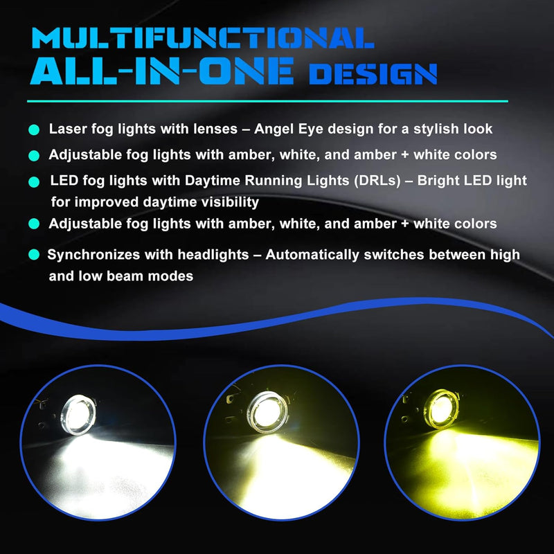 OKSIWA Laser Fog Lights with DRL Fit for Toyota 07-13 Camry,09-13 Corolla,10-11 Prius,06-12 RAV4,08-10 Highlander,12-16 Tacoma Upgrade and Modified 1 Pair Fog Lights Assembly, Front Bumper Driving Fog Lamps-3