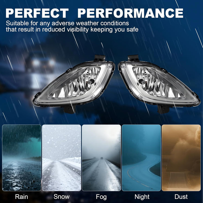 OKSIWA Fog Light Assembly Compatible with Elan-tra 2011-2013 Bumper Lamp Right Left Side Halogen Bulbs Clear Lens-5