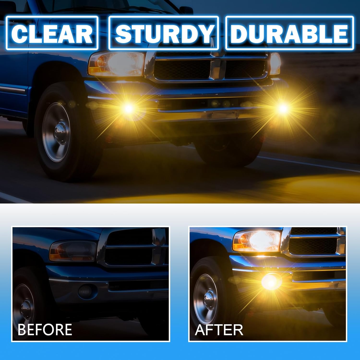 OKSIWA Fog Lights Compatible With 2002-2009 Ram 1500 2500 3500/2004-2006 Durango Pickup Truck 2002-2008 Ram Front Bumper Driving Fog Lamp 1 Pair of Fog Lights Clear Lens-6