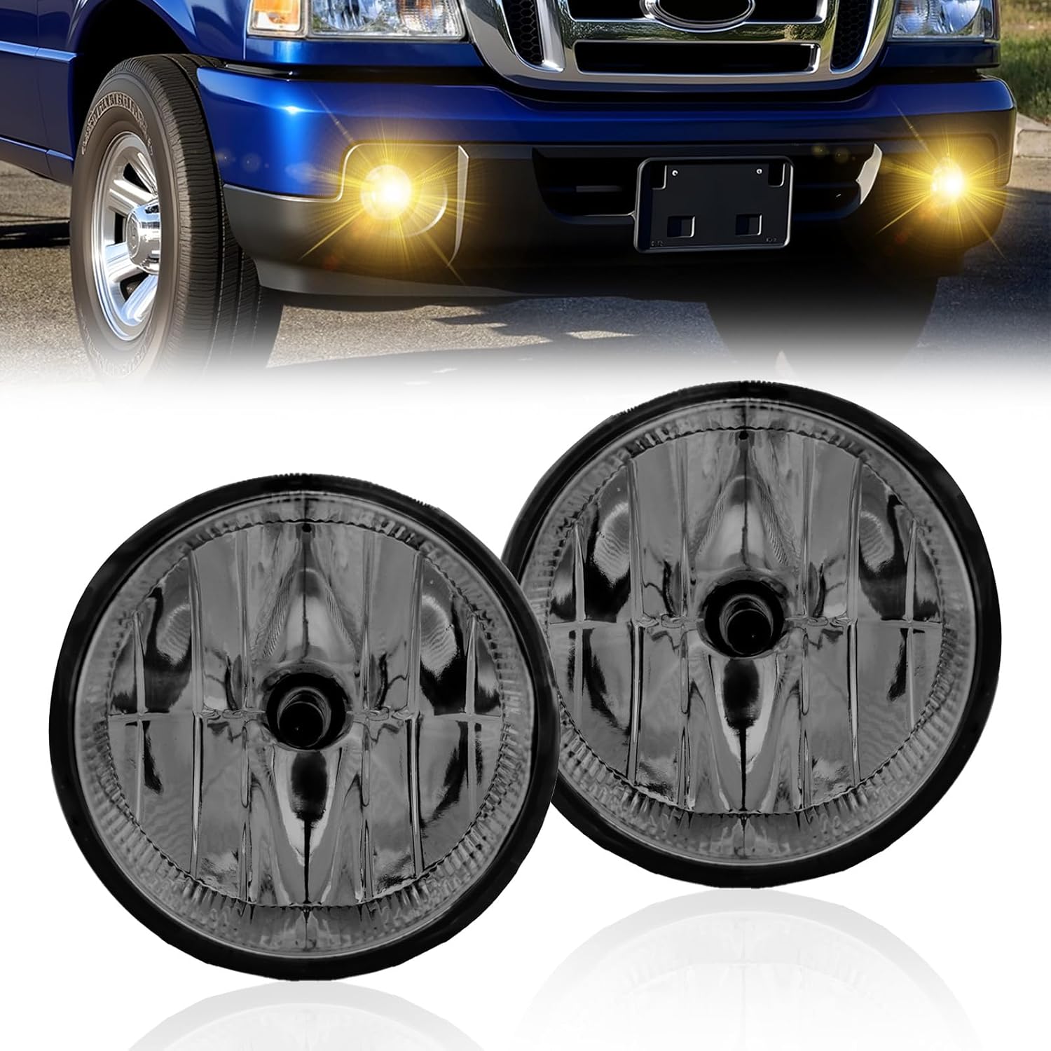 OKSIWA Fog Lights Compatible With 2007-2013 Ford Expedition / 2008-2011 Ford Ranger Front Bumper Driving Fog Lamp Kits Halogen Lights Smoked Lens-1