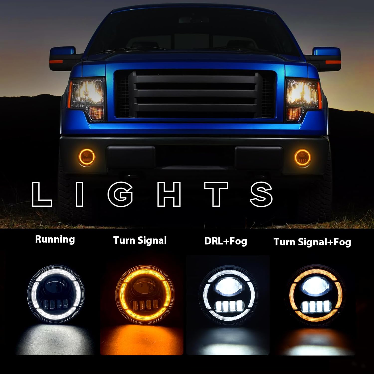 OKSIWA Led Fog Lights with DRL/Turn Signal for Ford F150 2006 2007 2008 2009 2010 2011 2012 2013 2014 Bumper Driving Fog Lamp