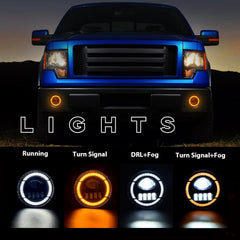 DOT approved LED Fog Lights with DRL & Turn Signal for 2006-2014 Ford F150 Plug & Play-2