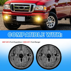 OKSIWA Fog Lights Compatible With 2007-2013 Ford Expedition / 2008-2011 Ford Ranger Front Bumper Driving Fog Lamp Kits Halogen Lights Smoked Lens-2