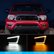 OKSIWA LED Daytime Running Lights For 2012 2013 2014 2015 Toyota Tacoma, with Amber Dynamic Turn Signal Lights, Fog Lights DRL Harness