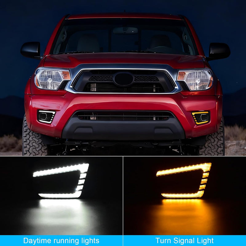 OKSIWA LED Daytime Running Lights For 2012 2013 2014 2015 Toyota Tacoma, with Amber Dynamic Turn Signal Lights, Fog Lights DRL Harness-2