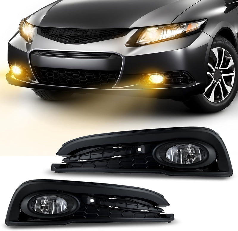 OKSIWA Fog Lights Fit for 2013-2015 Civic Front Bumper Driving Fog Lamps Replacement w/Switch Wiring Harness H11 12V 55W Bulbs-1
