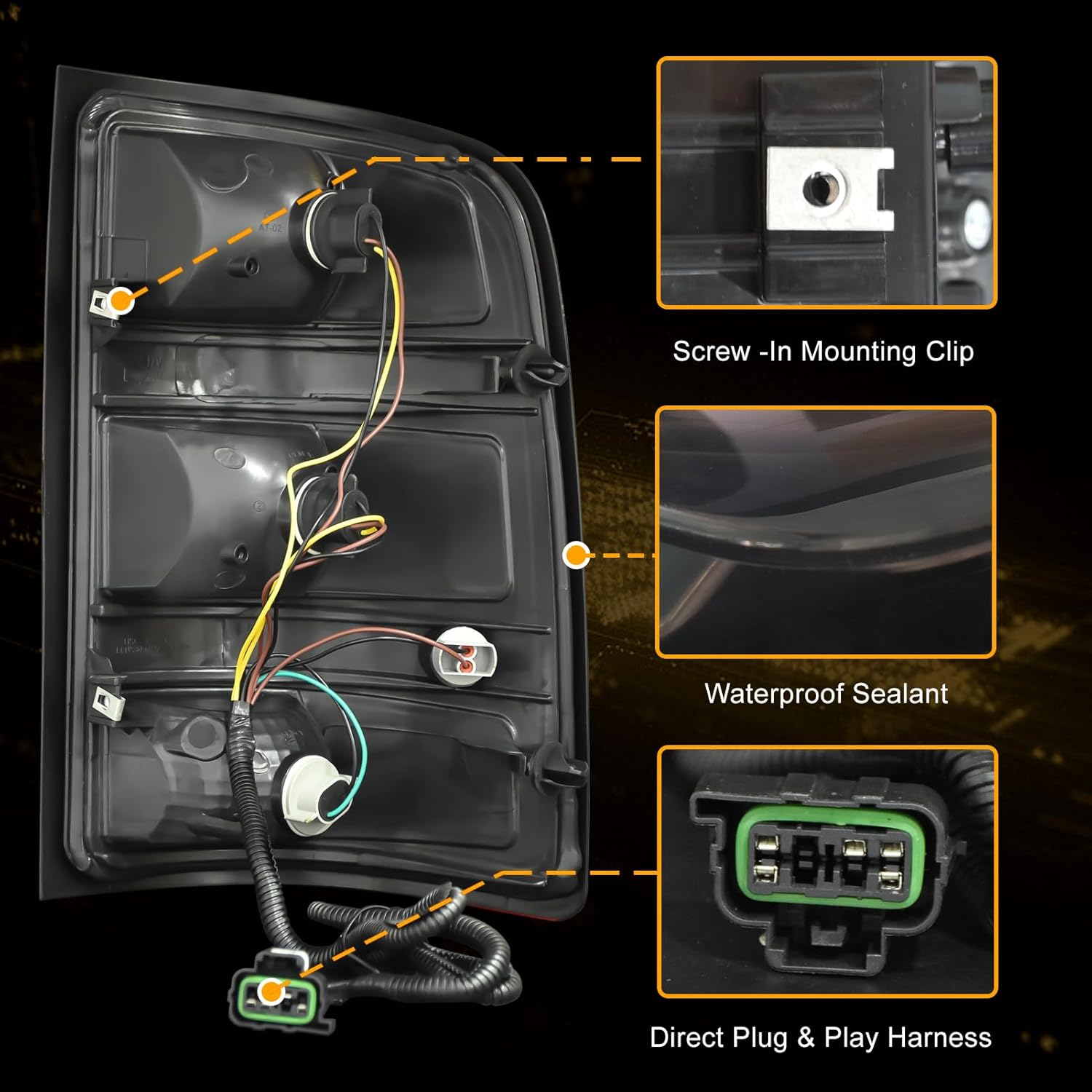 OKSIWA Halogen Tail Light for 2007-2013 GMC Sierra 1500 2500HD 3500HD, with Turn Signal, Brake, Reverse Light, Rear Lights Assembly, Plug N Play