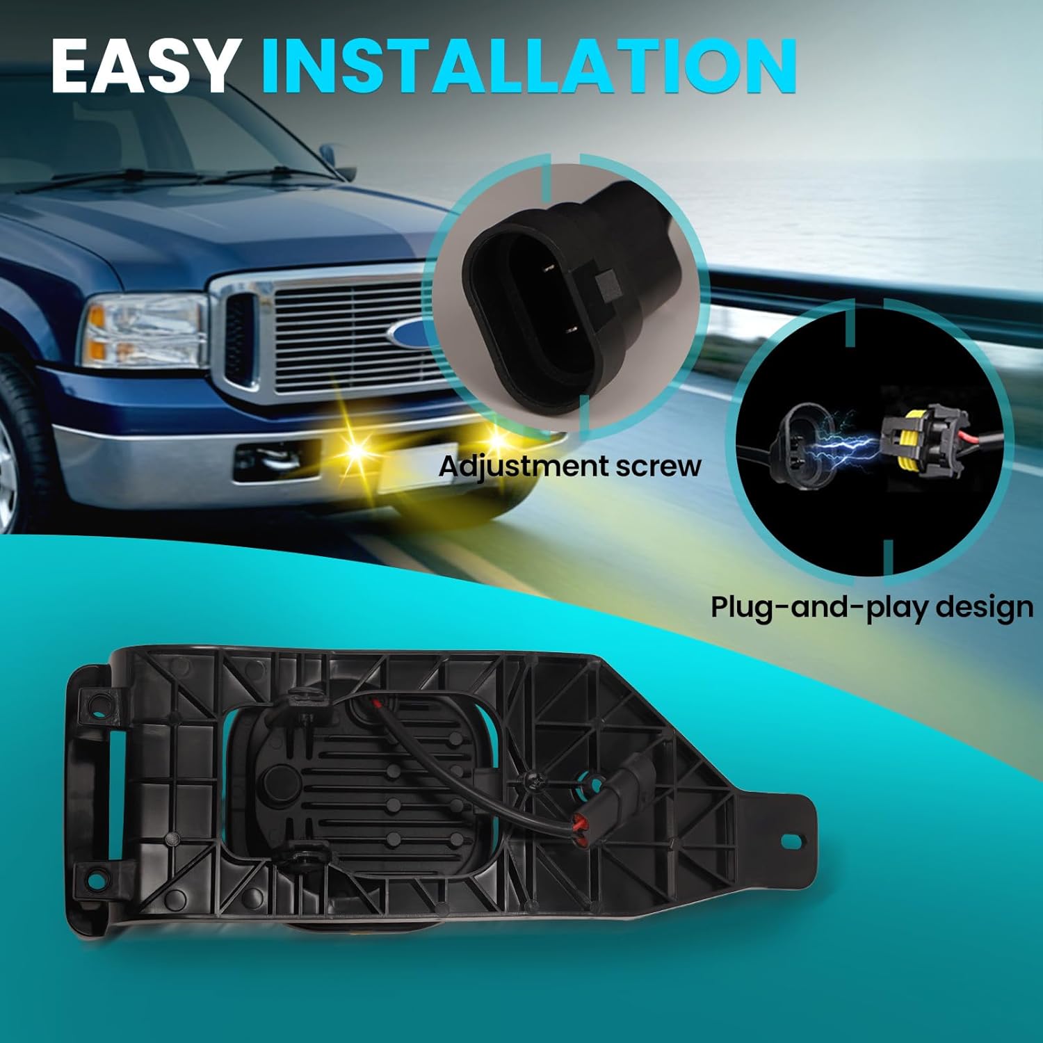 OKSIWA LED Fog Lights for 2005 2006 2007 Ford F250 F350 F450 F550 Super Duty,2005 Excursion,Bumper Driving Fog Lamp -Yellow lens-2