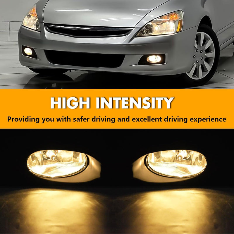 OKSIWA Halogen Fog Light for 2006 2007 Honda Accord Sedan,Front Bumer Fog Lamp Kit with Wiring Harness, Switch,Plug and Play-3