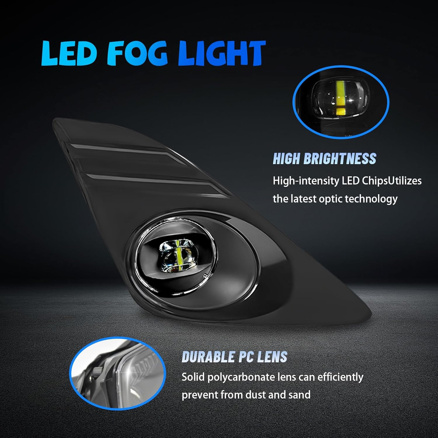 OKSIWA LED Fog Lights-For 2012-2014 Toyota Camry(Not for SE Models), Fog Light Assembly Replacement,Include Switch, Wiring Harness,Plug and Play,Black Bezels