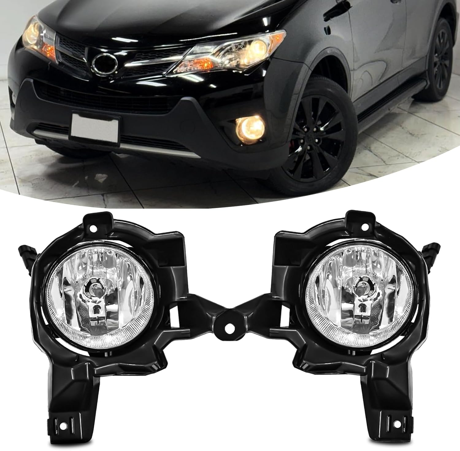 OKSIWA Halogen Fog Lights For 2013 2014 2015 Toyota RAV4, Front Bumper Fog Lamps Replacement with Wiring Harness,Easy to Install