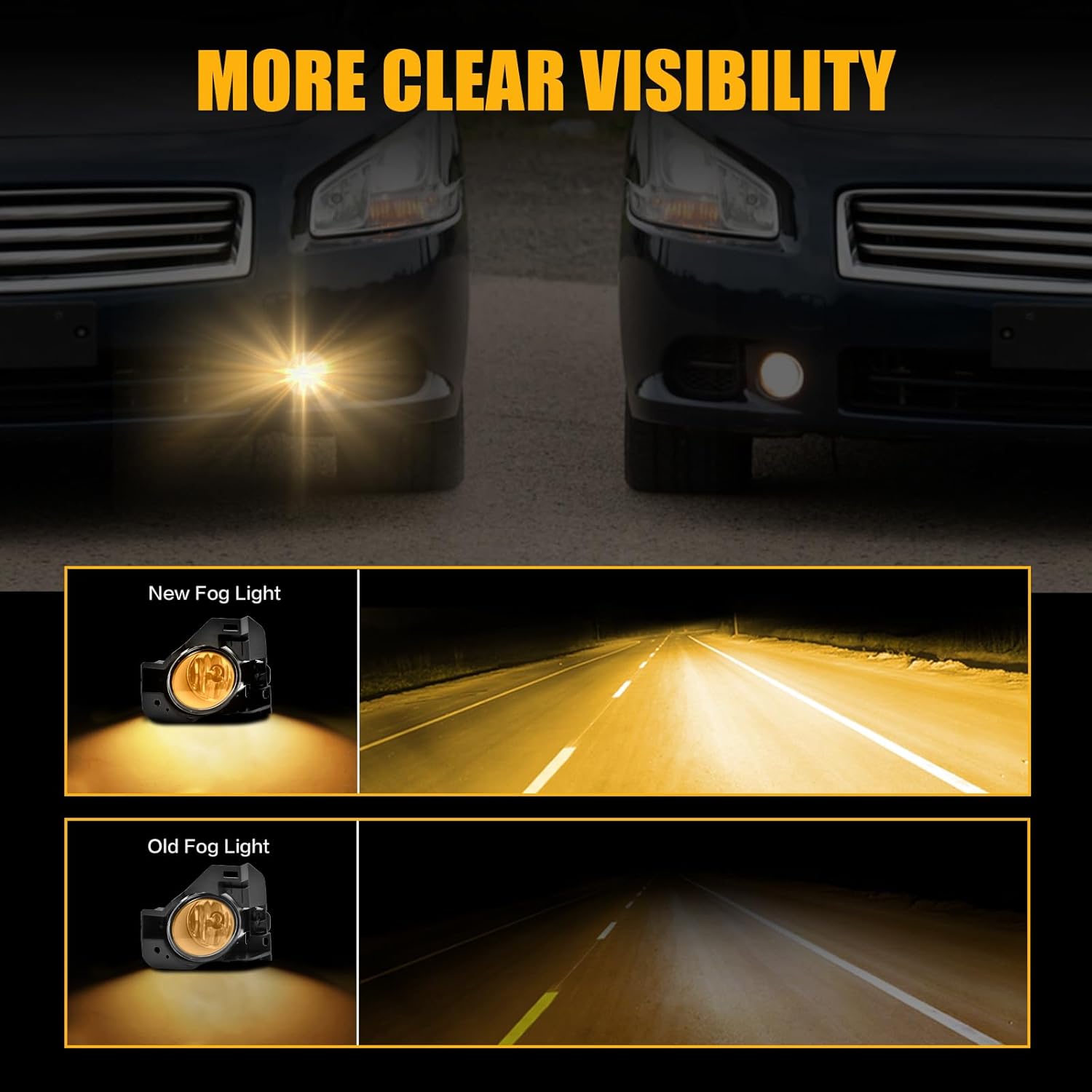 OKSIWA Halogen Fog Lights,Compatible with 2009-2014 Nissan Maxima,Front Bumper Fog Lamp with Switch Wiring Harness Kit, neblineros para autos delantero, faros antiniebla