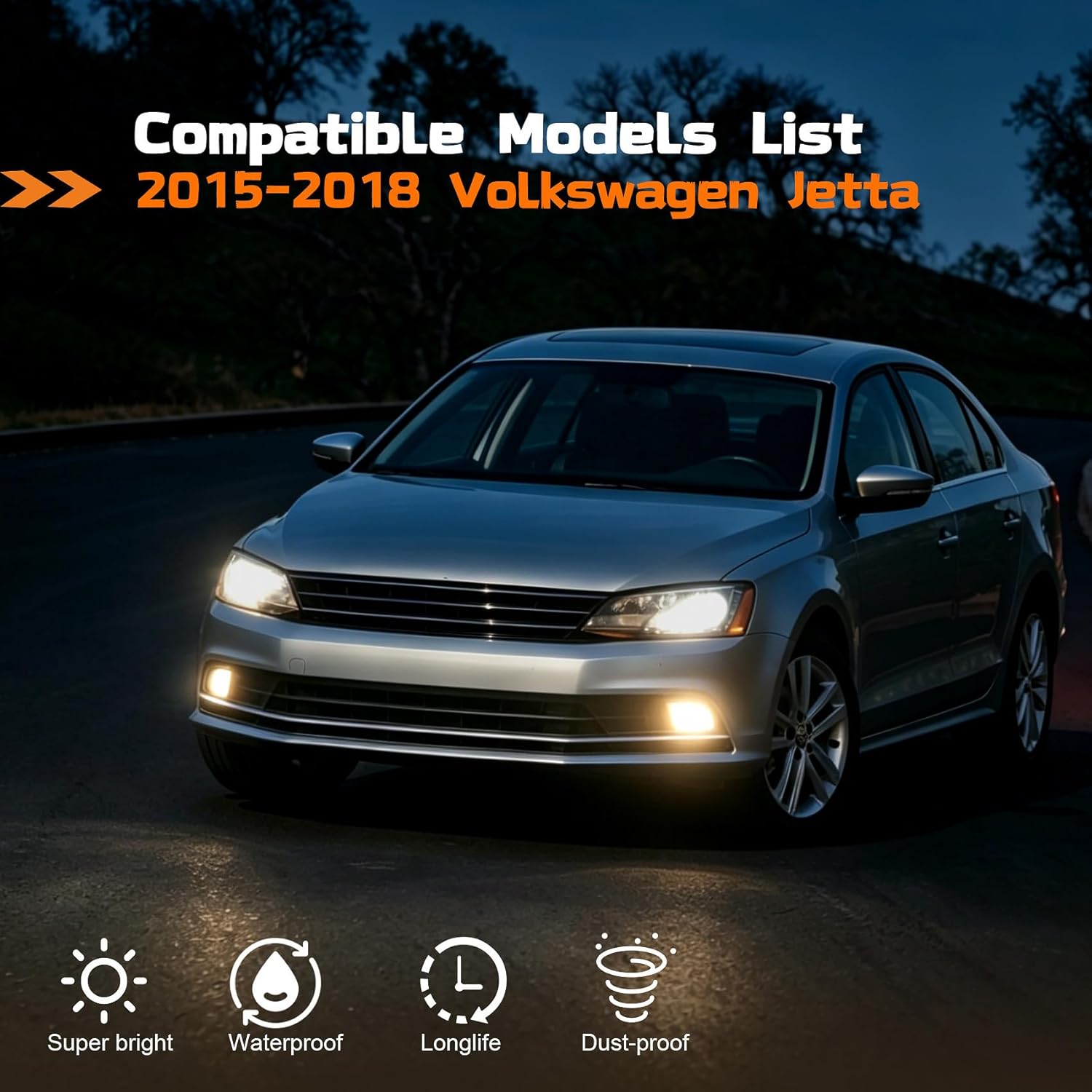 OKSIWA Fog Lights for 2015-2018 Volkswagen Jetta,OEM Style direct Fit In Fog Lamp Assembly, Durable Construction, Easy Installation, Improved Night Visibility-2