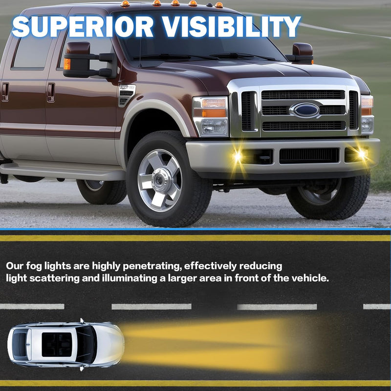 OKSIWA Fog Lights Assembly Compatible With 2005-2007 Ford F250 F350 F450 F550 Super Duty, 2005 Excursion Front Bumper Driving Fog Lamp Kits Clear lens-2