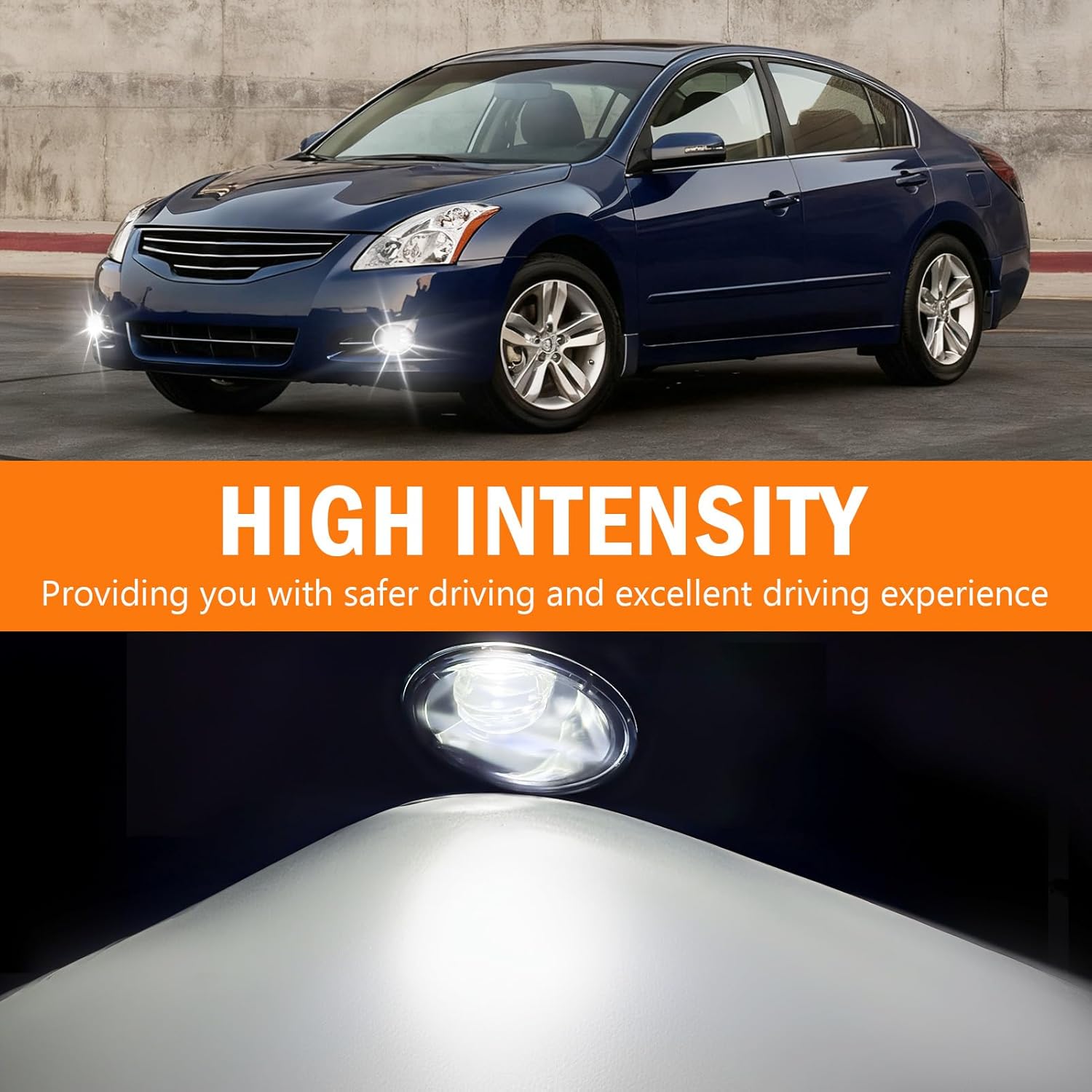 OKSIWA LED Fog Lights,Compatible with Nissan Altima Sedan 2010 2011 2012,Front Bumer Driving Light,Fog Lamp Assembly,with Wiring Harness, Switch,Plug and Play,Waterproof-6