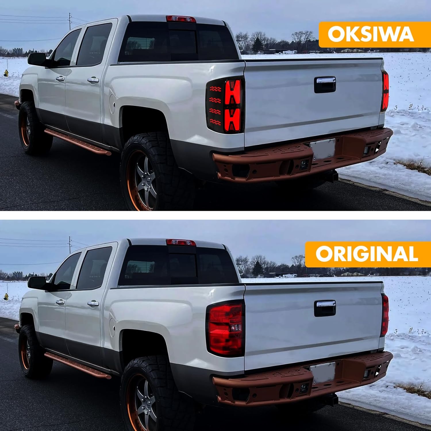 OKSIWA LED Tail Lights With Animated Starting Sequence For 2014-2018 Chevy Silverado 1500 2500hd 3500hd,2016-2018 Gmc Sierra 3500hd(Dual Rear Wheel Only), Sleek And Aggressive Appearance, Smoked Lens