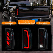 OKSIWA Sequential LED Tail Light for 2003 2004 2005 2006 Chevy Silverado,with Start-up Animation,Dynamic Turn Signal,Lightning Shaped Design Rear Lights,Brake Reverse, Smoked Lens