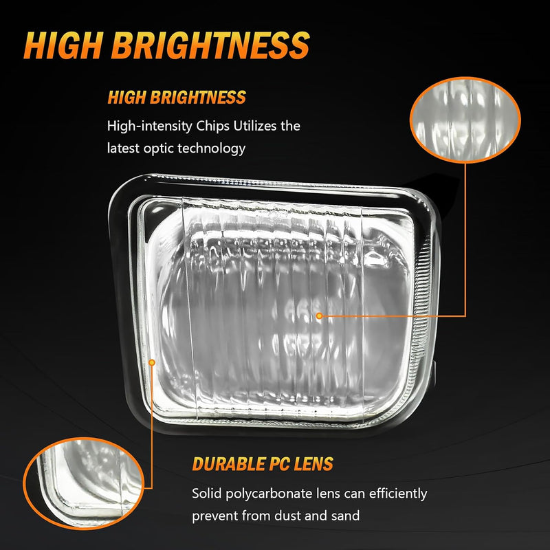 OKSIWA Fog Lights Fit for 1996 1997 1998 Honda Civic 4-Door Sedan,1 Pair Driving Fog Lamps, Front Bumper Fog Light Replacement with Switch Wiring Harness,Amber lens (Clear Lens)-6