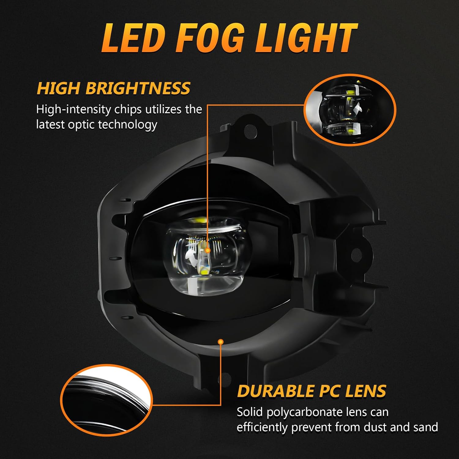 OKSIWA LED Fog Lights for 2006 2007 2008 Toyota RAV4,1 Pair Front Driving Fog Lamps Kits with Wiring Harness Switch,Clear Lens