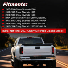 OKSIWA Full LED Tail Lights Assemble Compatible for 2007-2013 Chevy Silverado 1500& 2007-2014 Chevy Silverado 2500HD/3500HD With Start-Up Animation, Dynamic Turn Signals, Brake Light,Reverse Light-Smoked-3