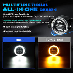 OKSIWA Laser Fog Lights Compatible with Honda Upgrade and Modified 1 Pair Led Fog Lamp Fog Lights Assembly, Front Bumper Driving Fog Lamps Set-3