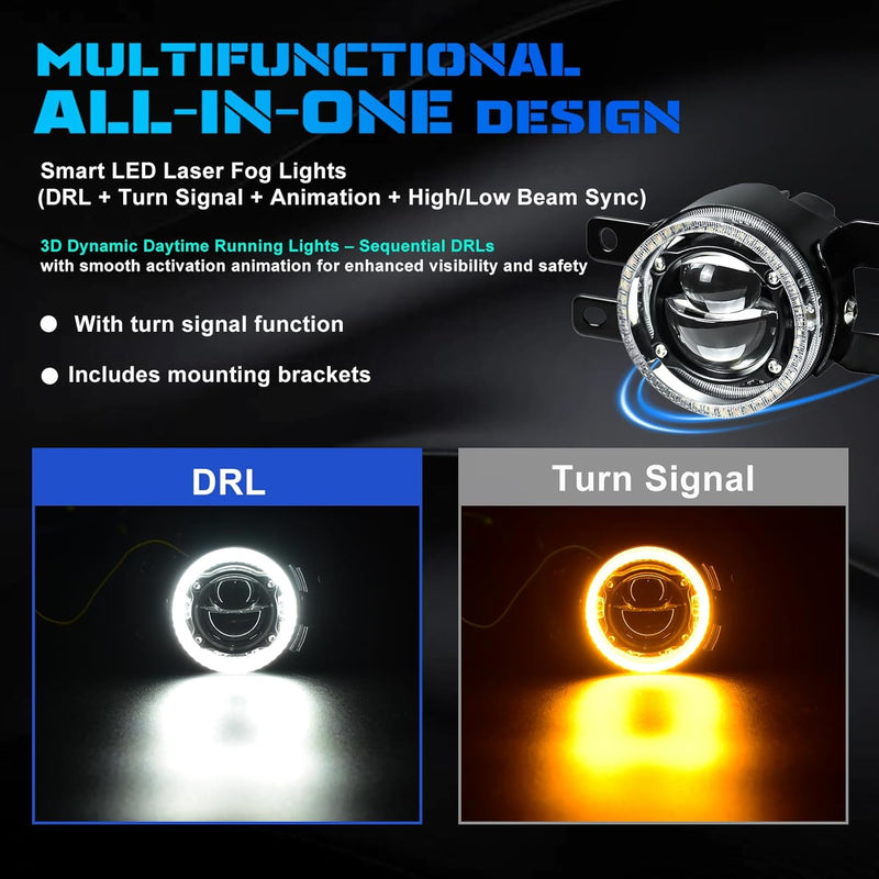 OKSIWA Laser Fog Lights Compatible with Honda Upgrade and Modified 1 Pair Led Fog Lamp Fog Lights Assembly, Front Bumper Driving Fog Lamps Set-3