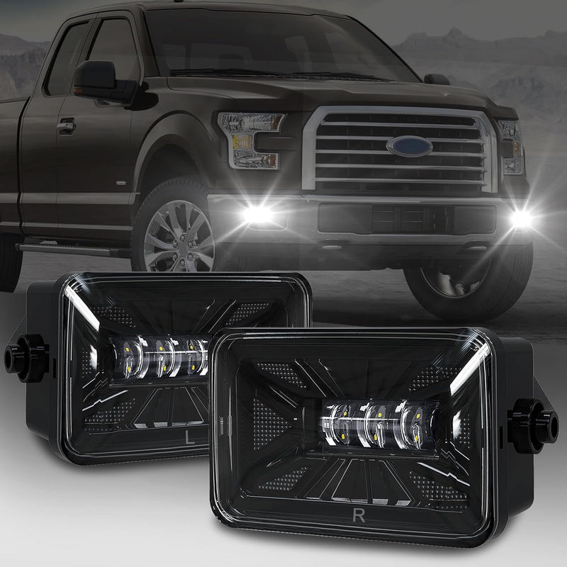 OKSIWA LED Fog Lights For 2015-2020 Ford F-150 Bumper Driving Fog Lamps Set Assembly Kit 1 Pair (Clear Lens)-1
