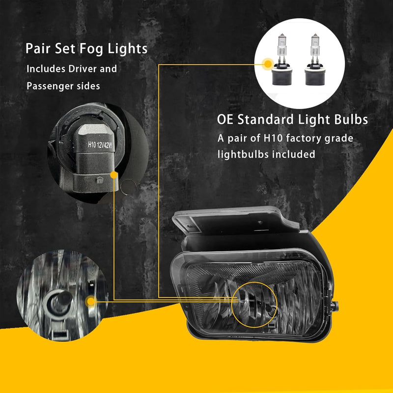 DOT Approved Halogen Fog Lights for 2002-2007 Chevy Silverado Avalanche Plug & Play-3