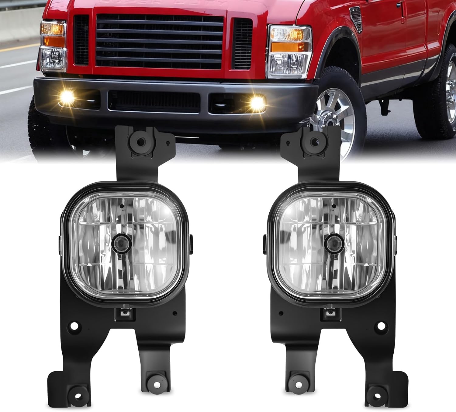 OKSIWA Fog Lights Compatible with 2008-2010 Ford F250 F350 F450 Super Duty Truck, Front Driving Lamps Clear Lens Assembly Replacement, DOT Approved (1 Pair Halogen Lamp)