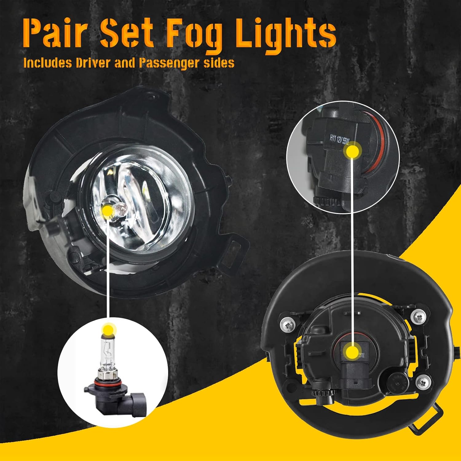 OKSIWA Fog Lights for 2005-2009 Nissan Frontier(w/Painted Bumper)/ 2005-2012 Nissan Pathfinder(w/Painted Bumper), 1 Pair Front Bumper Driving Fog Lamps With Harness Kit(12V 55W H11 Bulbs)-5