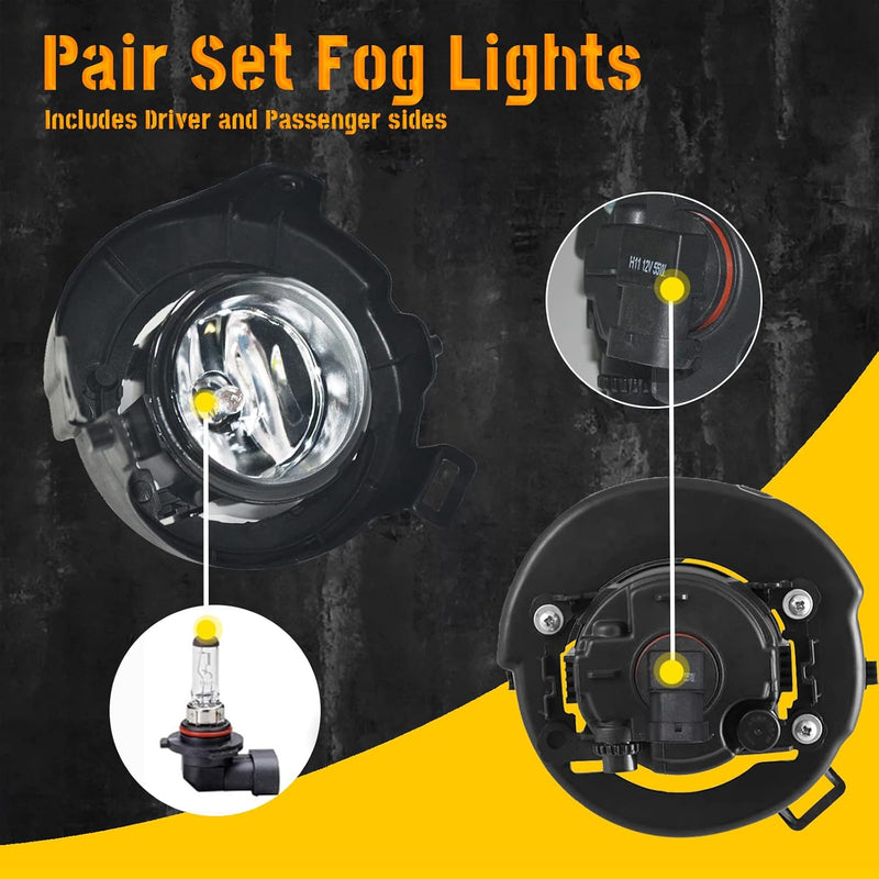 OKSIWA Fog Lights for 2005-2009 Nissan Frontier(w/Painted Bumper)/ 2005-2012 Nissan Pathfinder(w/Painted Bumper), 1 Pair Front Bumper Driving Fog Lamps With Harness Kit(12V 55W H11 Bulbs)-5
