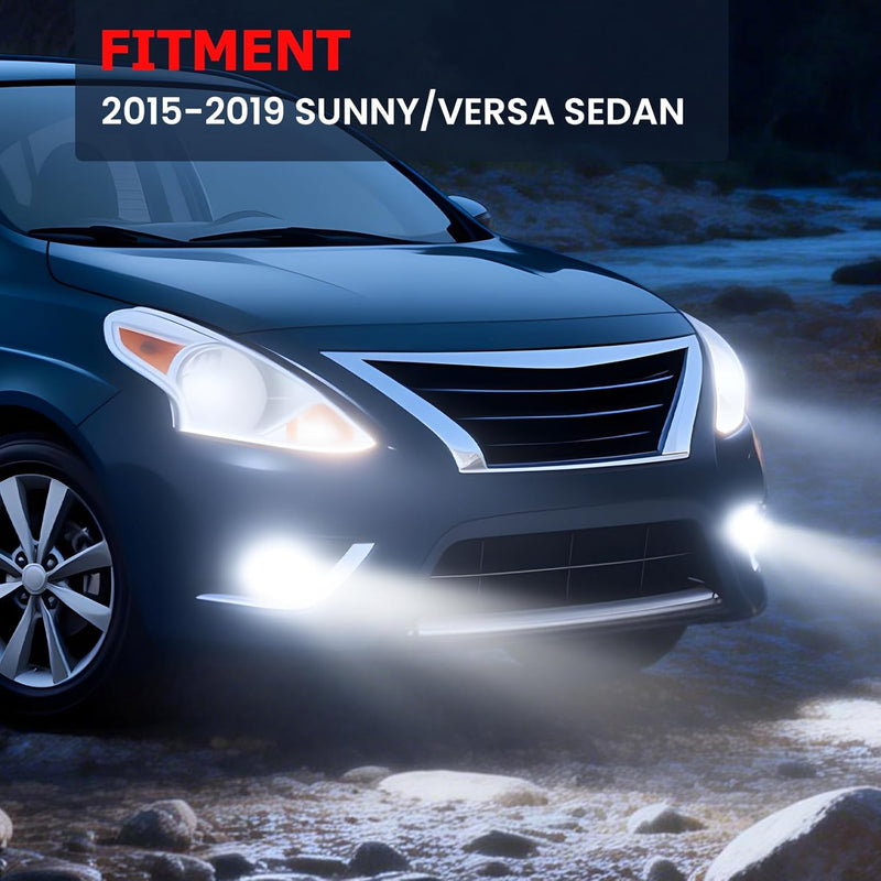 OKSIWA LED Fog Lights Compatible With 2015-2019 Sunny/Versa Sedan Front Bumper Lamps Driving Fog Lamps Clear Lens Left Driver and Right Passenger Side-2