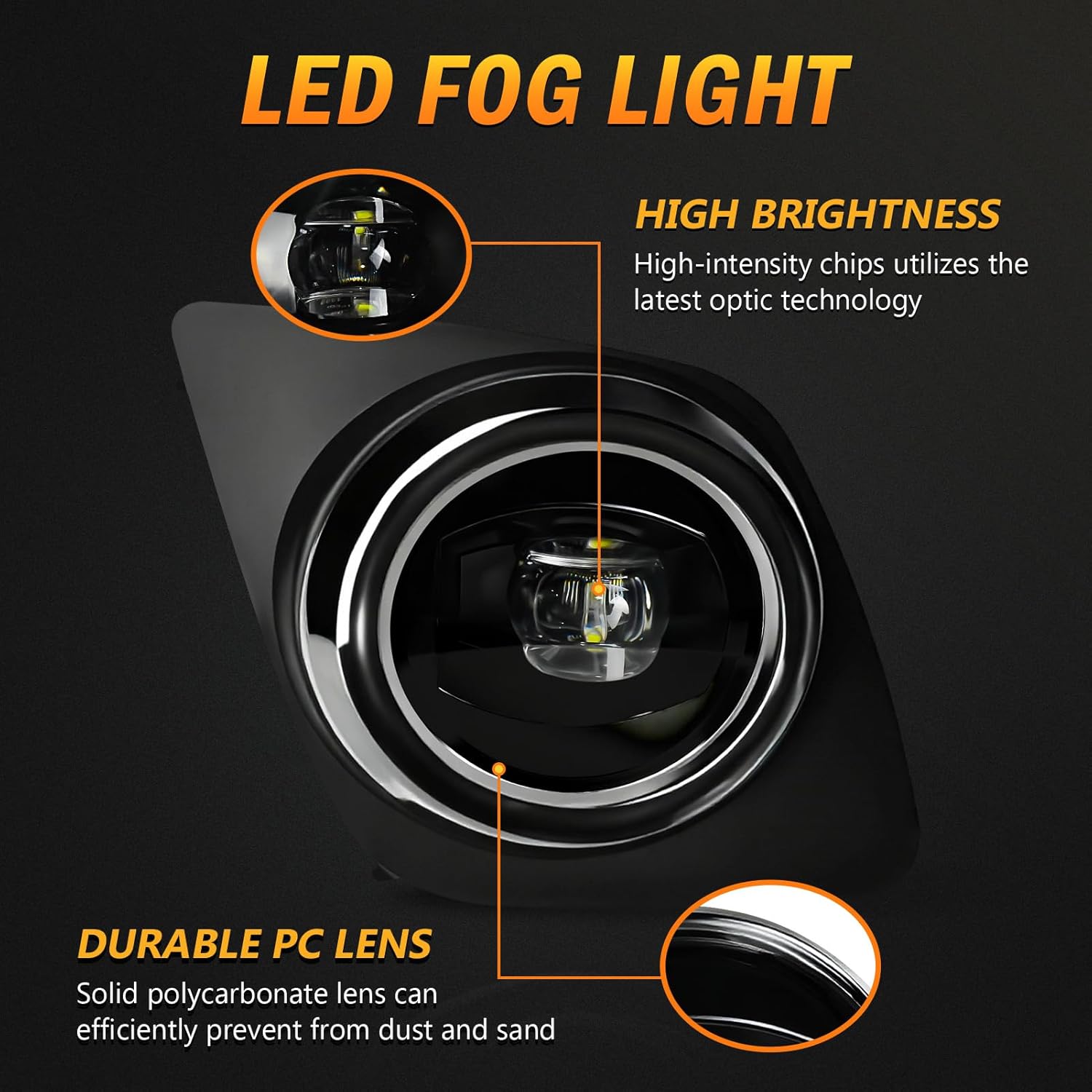 OKSIWA LED Fog Lights for 2009 2010 2011 2012 Toyota Rav4,1 Pair Front Driving Fog Lamps Kits with Wiring Harness Switch,Clear Lens-5