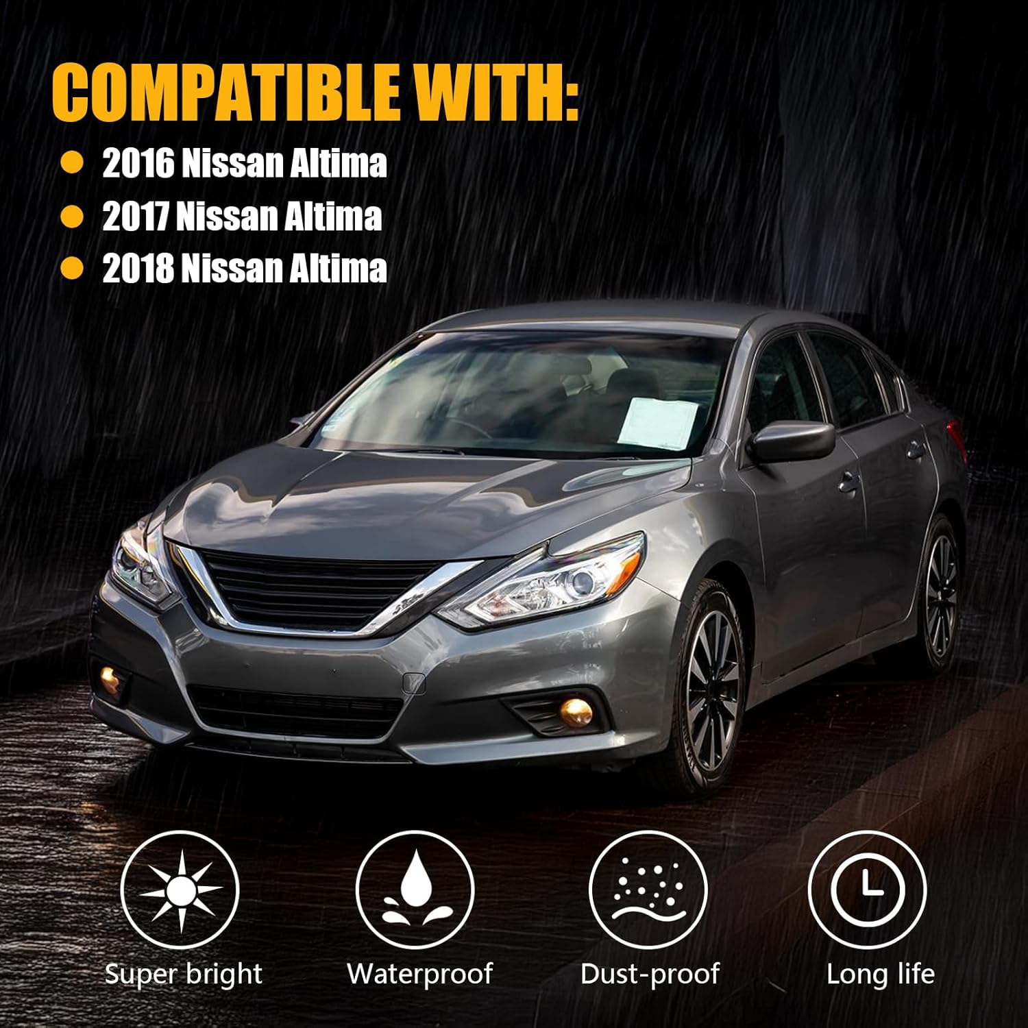 OKSIWA Halogen Fog Lights,Compatible with Nissan Altima Sedan 2016 2017 2018,Front Bumer Driving Light Fog Lamp Assembly Kit with Wiring Harness, Switch,Plug and Play-2