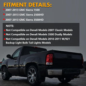 OKSIWA Halogen Tail Light for 2007-2013 GMC Sierra 1500 2500HD 3500HD, with Turn Signal, Brake, Reverse Light, Rear Lights Assembly, Plug N Play