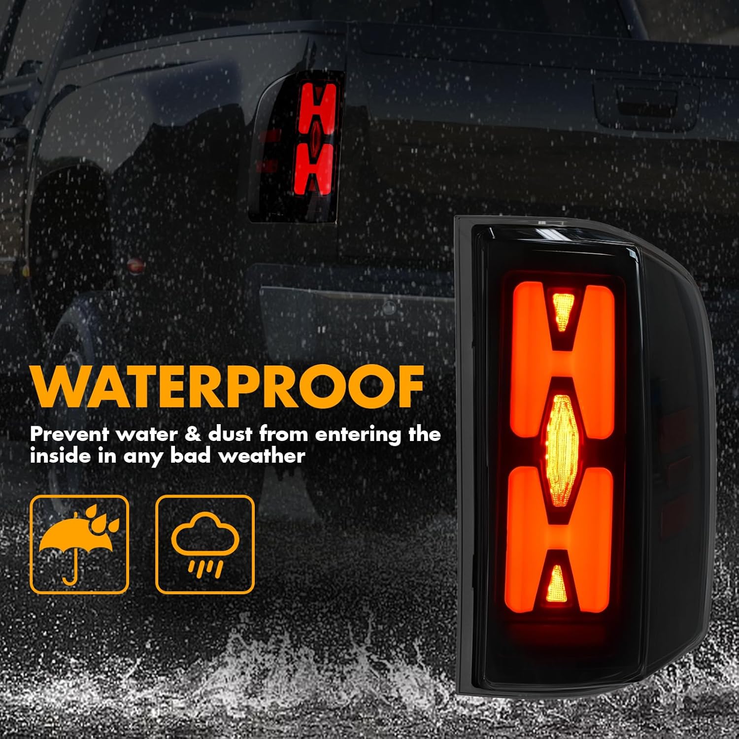 OKSIWA Sequential LED Tail Light for 2007-2013 Chevy Silverado 1500 2500HD 3500HD,With Start-Up Animation, Unique Attractive Appearance Design,Turn Signal,Smoked Lens Rear Light,Break,Reverse Light-4