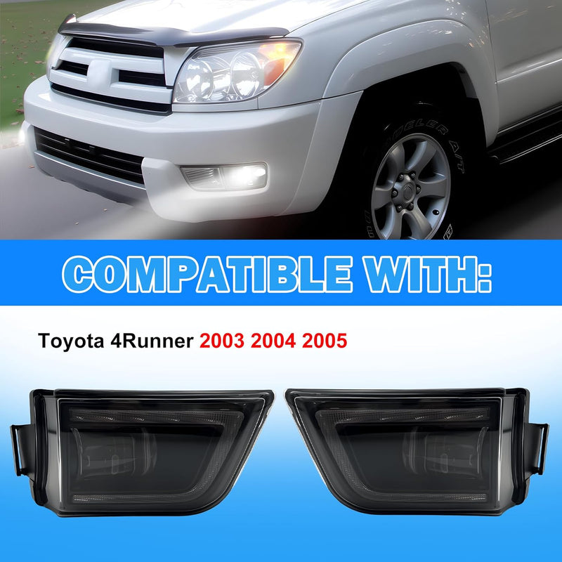 DOT approved LED Fog Lights with DRL & Turn Signal for 2003-2005 Toyota 4Runner Clear Lens Plug & Play-4