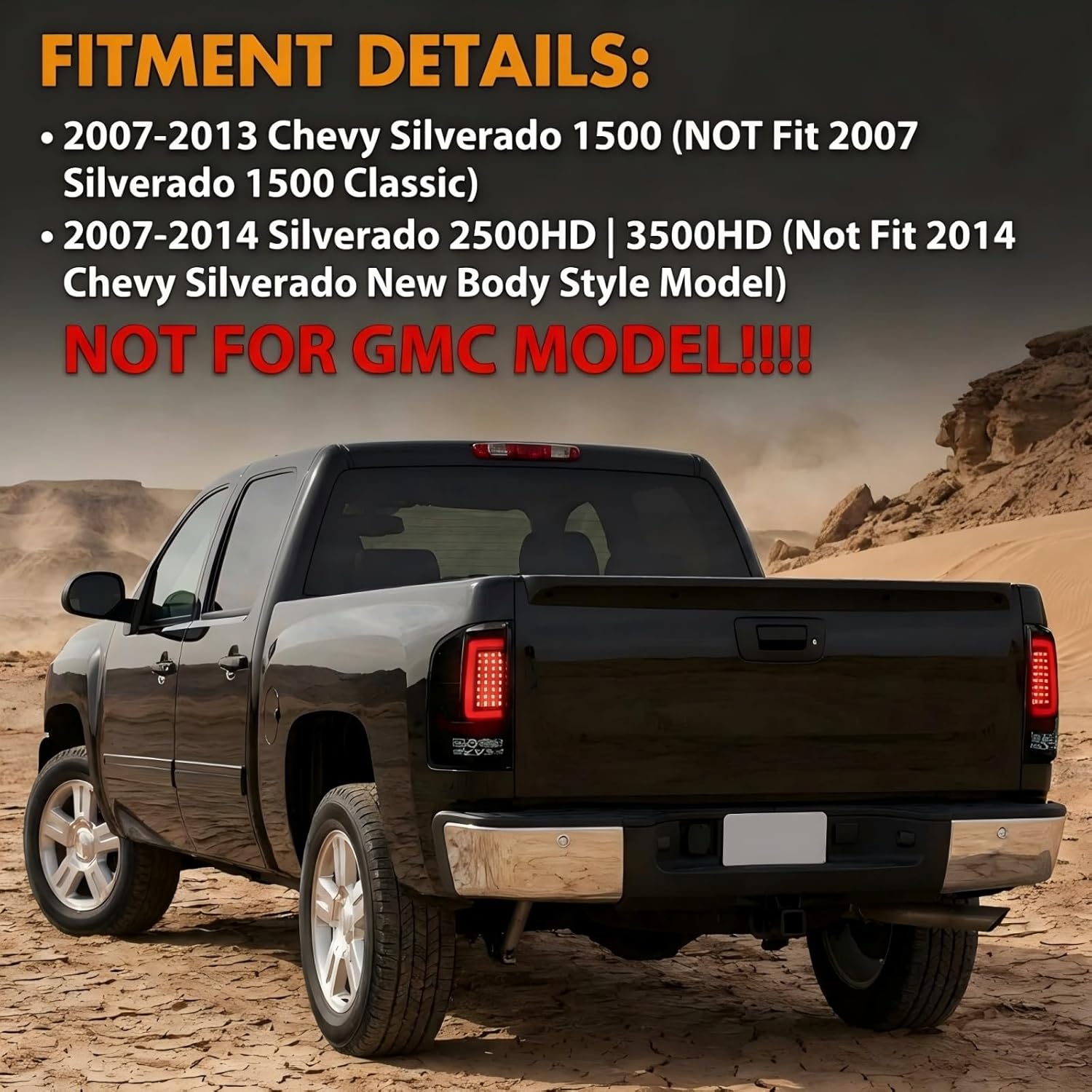 OKSIWA Upgrade Full LED Tail Lights for 2007-2013 Chevy Silverado 1500/2500HD/3500HD,Brighter & Safer, Smoke Lens Rear Lights, Easy Installation, Weather-Resistant