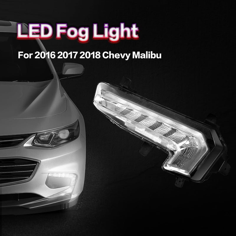 OKSIWA LED Fog Light for 2016 2017 2018 Chevy Malibu, Front Fog Lamps Clear Lens Replacement Kit, Driver Side-3