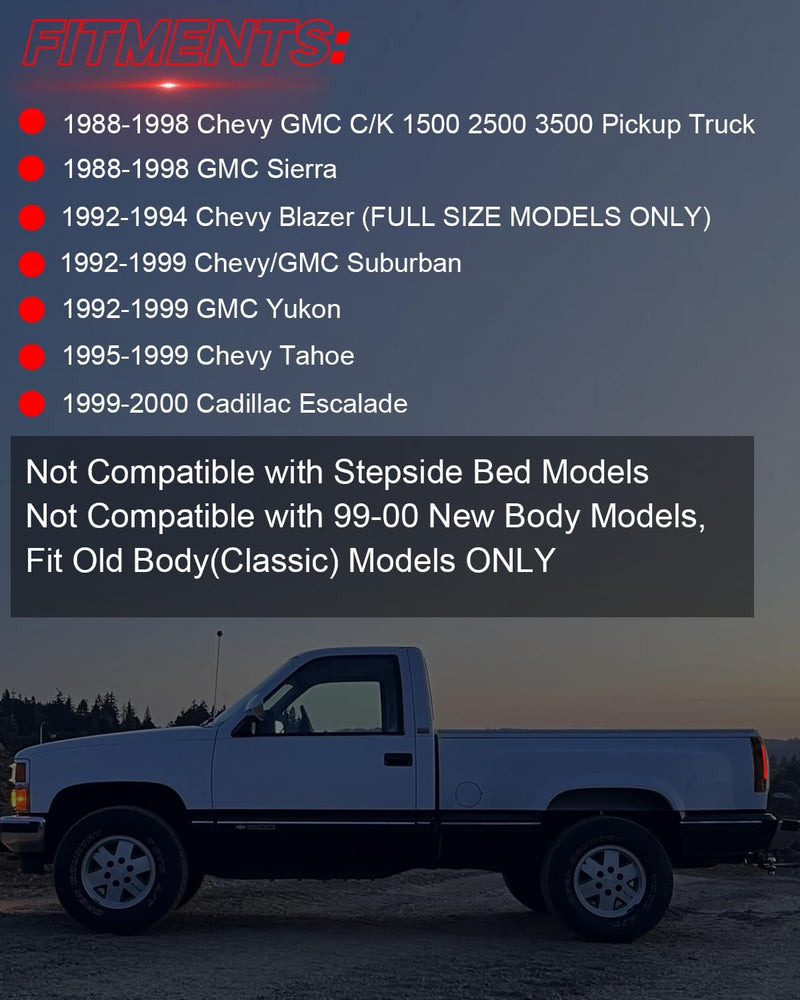Smoked LED Tail Lights for 1988-1998 Chevy GMC C/K Pickup, 92-99 Suburban, 95-00 Tahoe, Full Size Blazer Yukon Cadillac Escalade Plug & Play-3