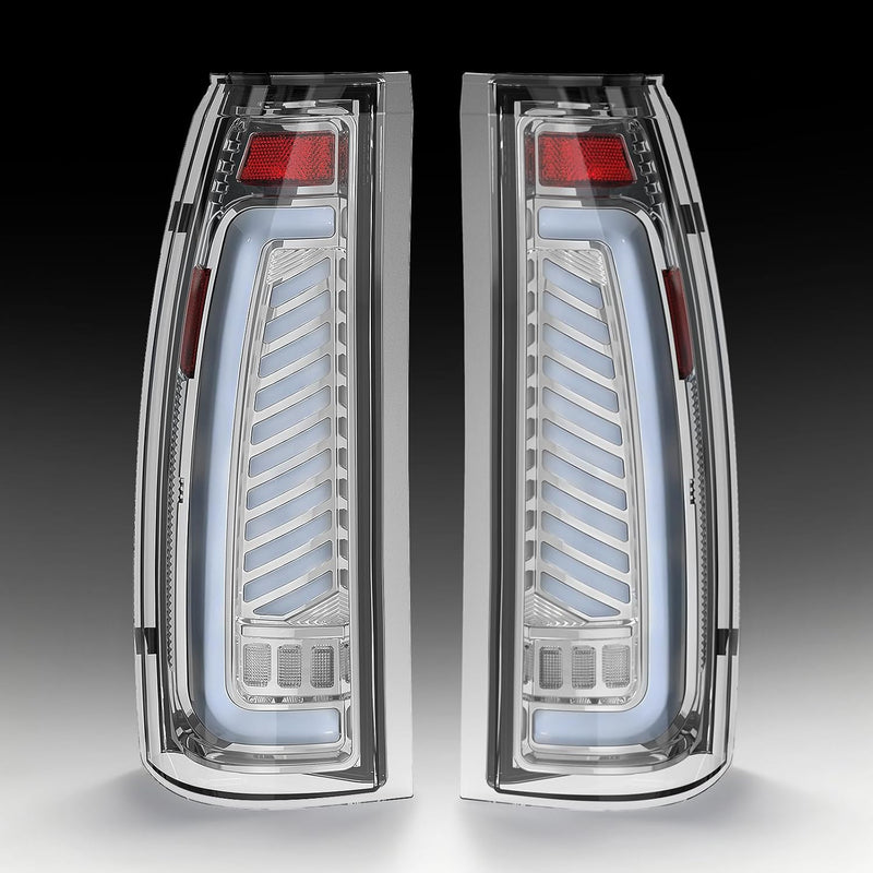 Animated Sequential Transparent-Housing LED Tail Lights for 1988-1998 Chevy GMC C/K Sierra, 92-99 Suburban Yukon, 95-99 Tahoe,Blazer,Cadillac Escalade Plug & Play-1