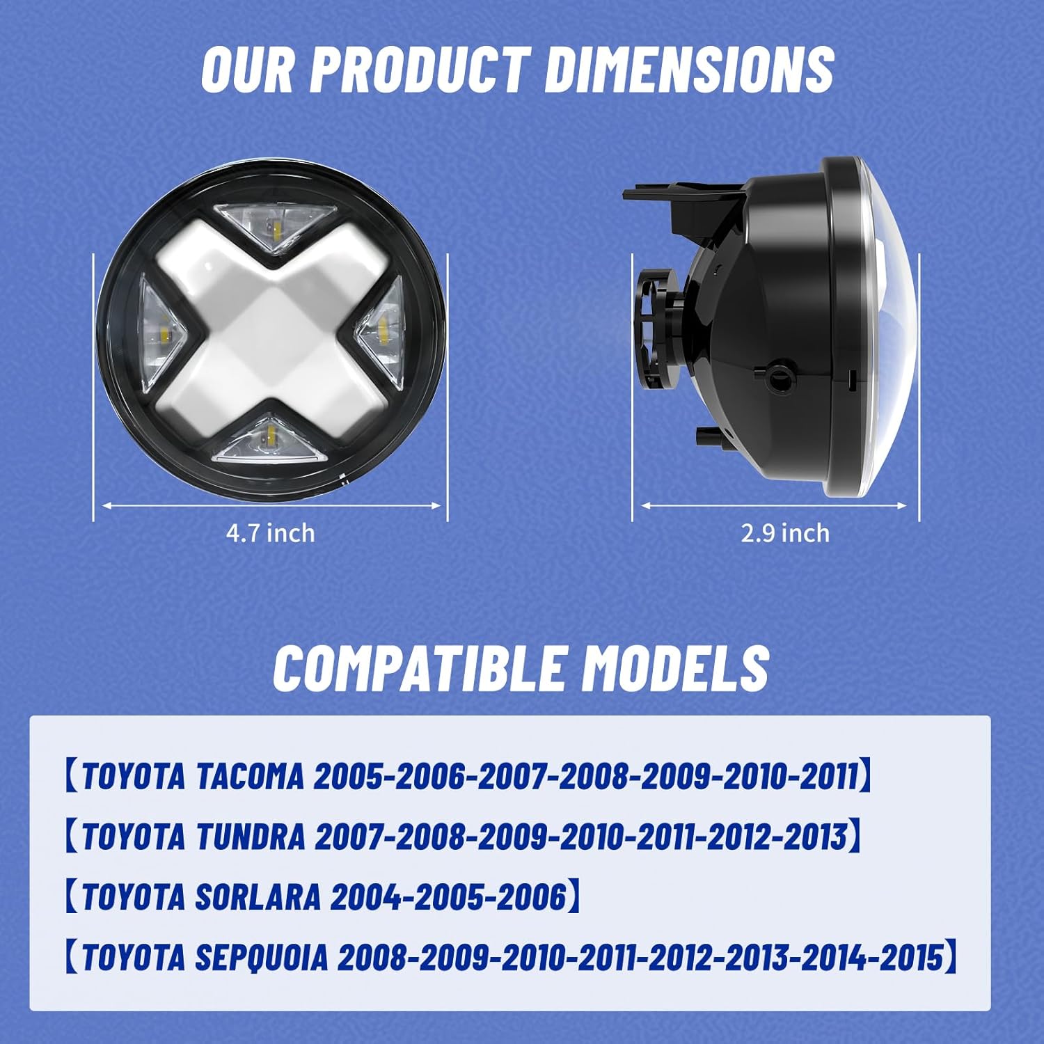 OKSIWA LED Fog Lights with DRL & turn singal Assembly Compatible With 2005-2011 Tacoma,2007-2013 Tundra,2004-2006 Solara,2008-2015 Sequoia Clear Lens 1Pair Upgraded Modified Lamps